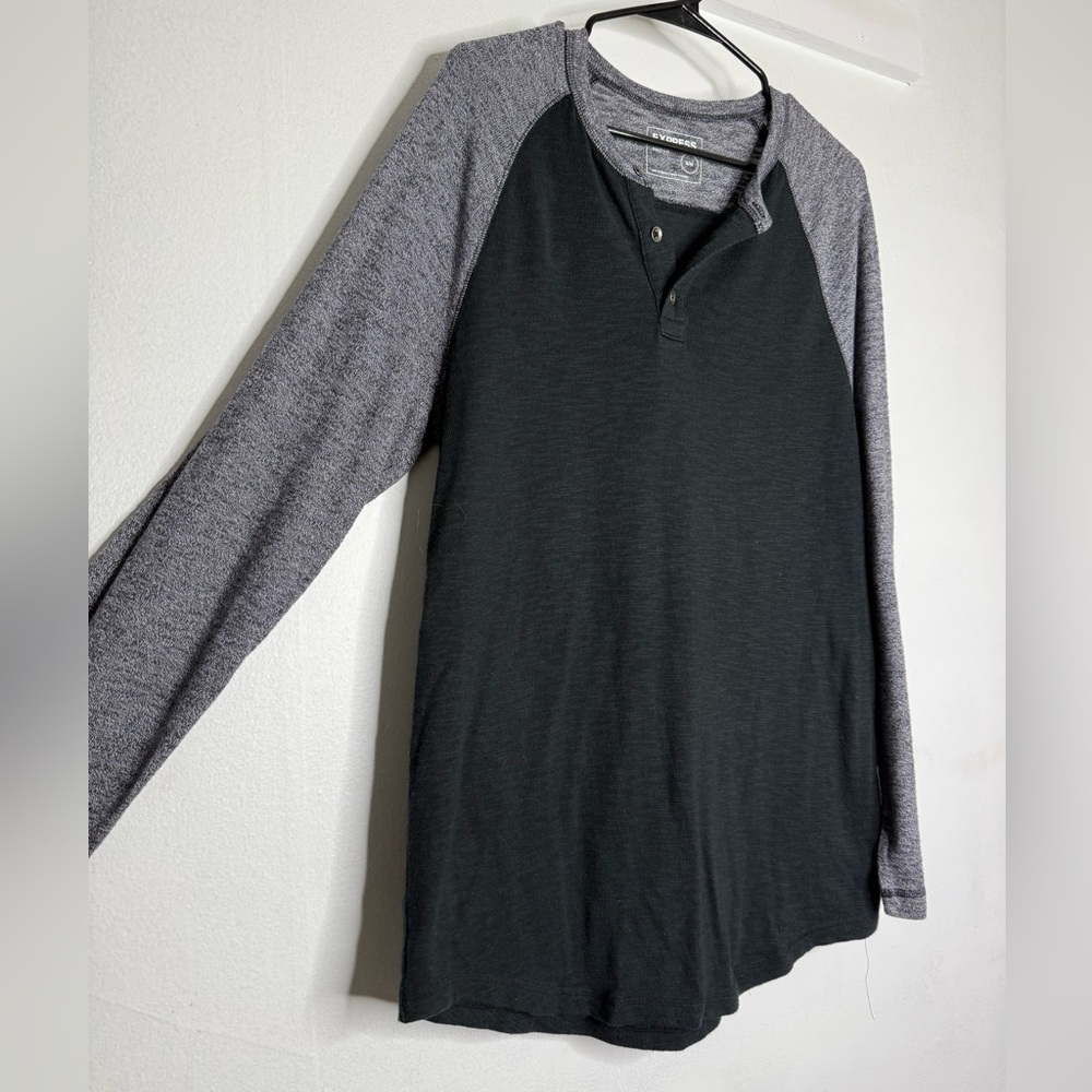 Express Black and Gray Long Sleeve Henley